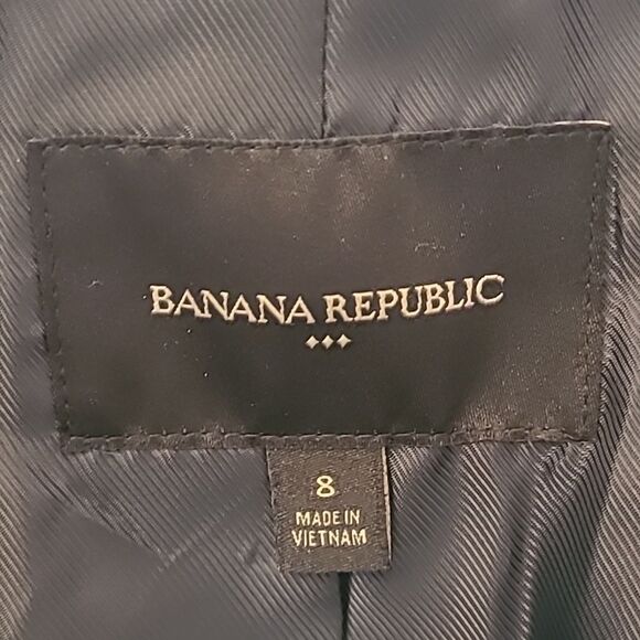 Banana Republic Navy & White Vertical Striped Blazer Two Button Pockets Size 8 - Picture 9 of 10